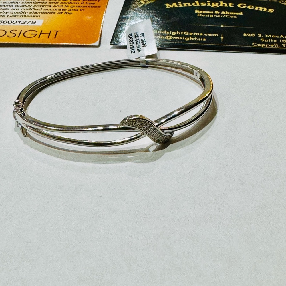 Real Diamond Bracelet Bangle, Gift for her, FREE APPRAISAL, Natural Diamond Gift - Picture 5 of 6